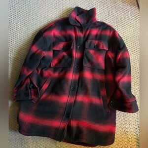 Bold Plaid Button-Up Shacket with Quilted Lining